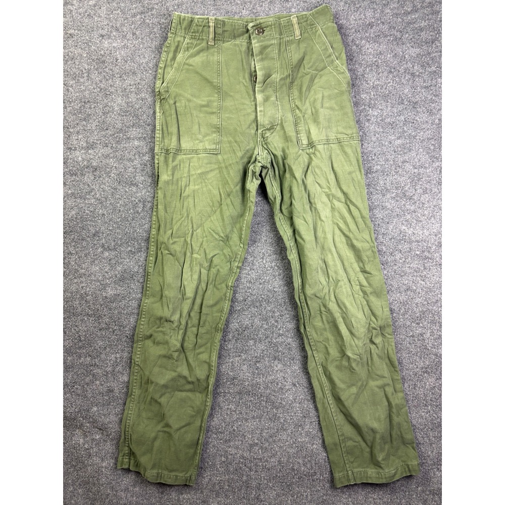 US Military Fatigue Trousers Mens 28x31 OG-107 Type 1 Cotton Sateen Vintage